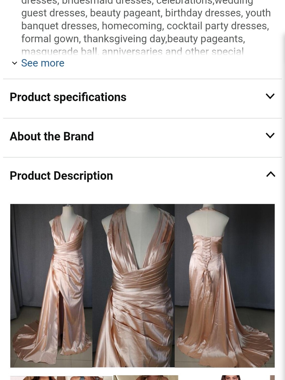 Elegant V-Neck Satin Wedding Dress in Rose Gold